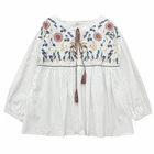 2018 Women Autumn Embroidery Clothes White Loose Blouse