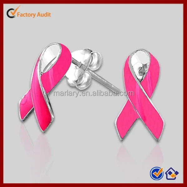 Neueste Mode Pink Ribbon Brustkrebs Ohrstecker