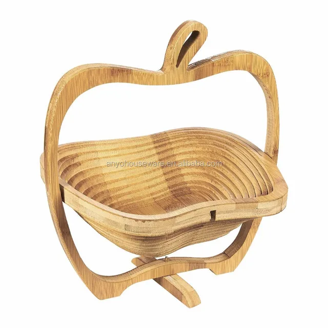 collapsible apple shape bamboo fruit basket