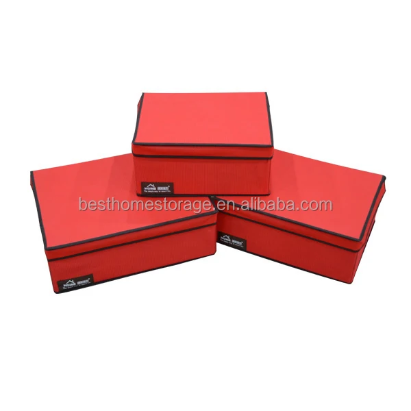 canvas storage boxes with lift-off lid,red&gray for toy clothes