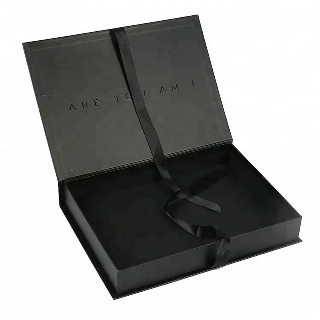 gift ribbon black cardboard premium box packaging