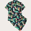 summer fashion clothing men tropical print button up shirt shorts set