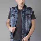 Fashion design high quality distressed denim vest custom sleeveless jacket