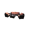 Recliner Designed Patio Rattan Sofa Set And Glass Top Table White Wicker Furniture