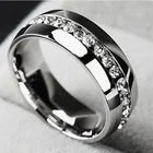 Single row drill ring wholesale couple stainless steel men wedding rings engagement band zircon hand jewelry accessories