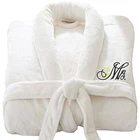 Embroidery logo Wedding Bathrobes Set Luxury Long Velour bath robes