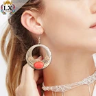 ELX-00079 statement tribe style gold earring designs red stone indian gold hoop earrings arabic for women