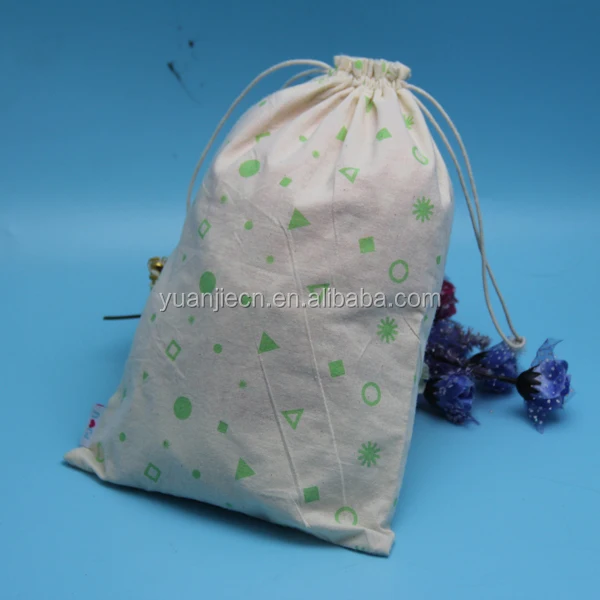 bag plain white reusable burlap muslin cotton drawstring bag