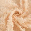 GG031 Hot 3D Organza Lace Fabric with Chiffon Rosette Flowers Appliques in Dust White for Bridal Gown Prom Dress Fabric By Yard