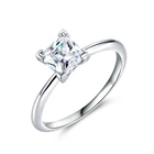 custom design 925 sterling silver Square Shape Princess Cut Pave Zircon Ston Wedding Engagement Rings