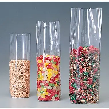 clear food packing plastic print cellophane bag with side gusset