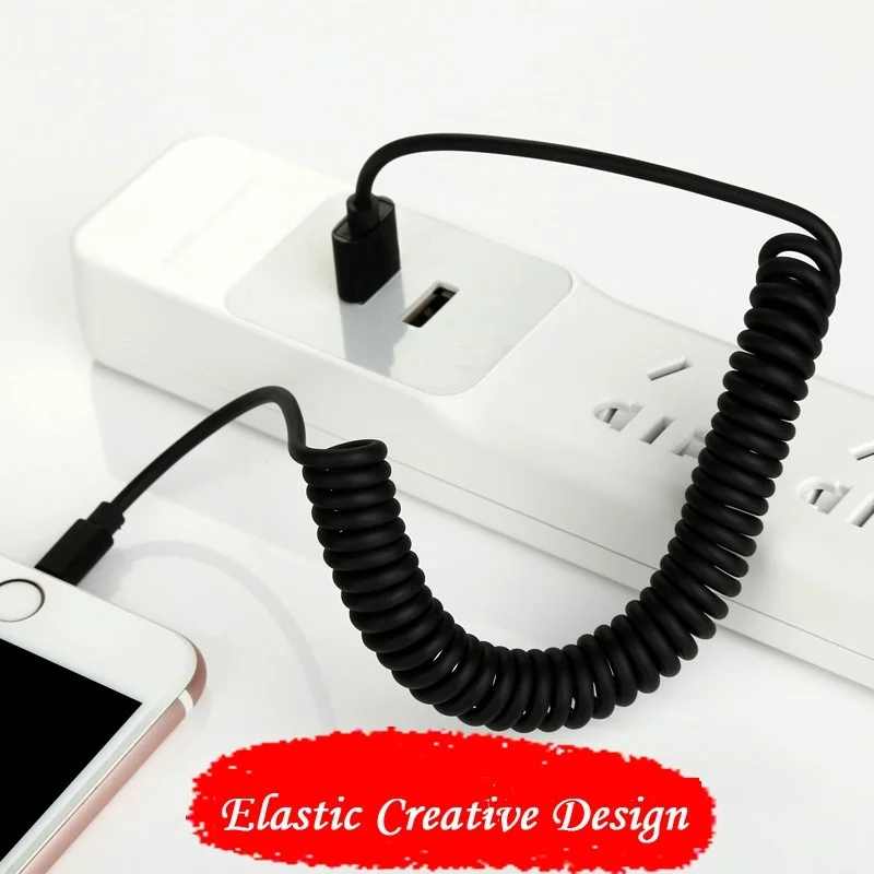Retractable Spring Charging Data Sync for IPhone Flexible Elastic Stretch USB Charger Cable - ANKUX.COM