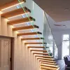 Best Choice wood tread floating stairs for villa
