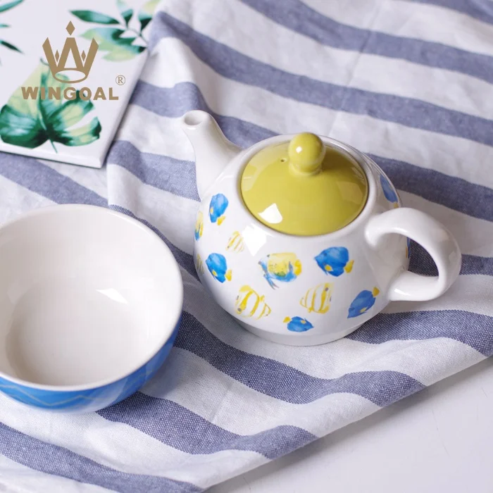 Ceramic tea for one with decal