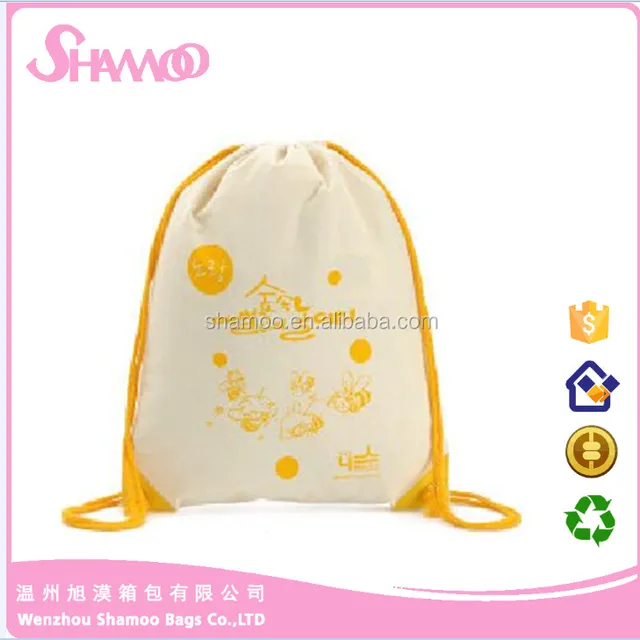 organic promotion gift backpack 100% canvas cotton drawstring