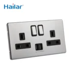 Uk Switched Socket Hailar UK Wall Socket Polished Chrome 13A 2 Gang Switched Power Socket With USB Port