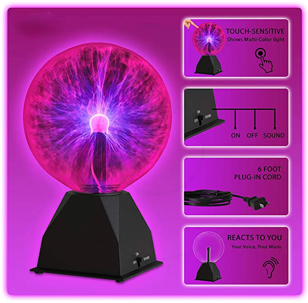 plasma ball - 5 inch - nebula, thunder lightning, plug-in - for