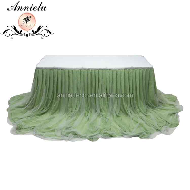 Whosale Fancy long chiffon mesh table skirt wedding party events