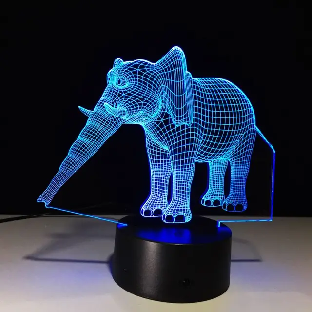 modern elephant lamp led 7 colors optical illusion night light