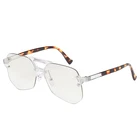 Simple design double bridge rimless optical glasses with clear lens