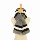 wholesale lady's knitted rabbit fox fur shawl scarf for women