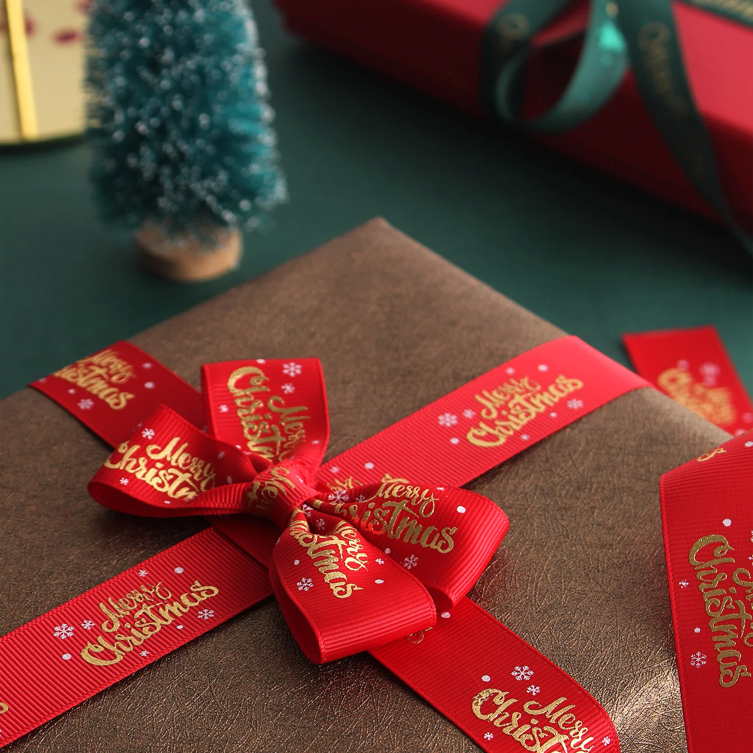 christmas deer santa claus printed christmas ribbon for presents