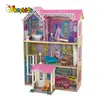 2018 New arrival big pink wooden dollhouse toy for girls W06A263