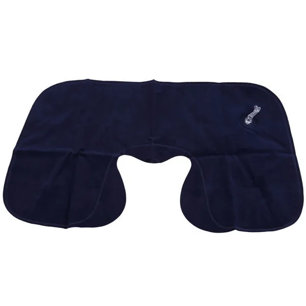 Portable Folding Travel Air Pillow Inflatable U Shape Neck Blow Up Cushion PVC Flocking Outdoor Office Plane Hotel hot