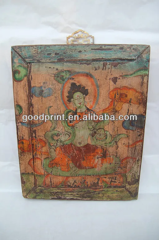 Vintage Antique Wooden Hand Painting Buddha Home Decorative Ornament 2.jpg