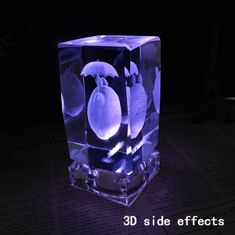cartoon animal mickey mouse 3d laser engraving crystal cube