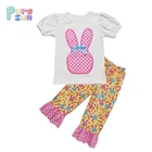 High quality china wholesale fall winter rabbit applique children clothes boutique kids clothing for Easter Day