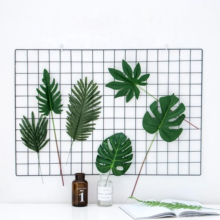 Folha de palmeira de plástico verde artificial folhas tropicais