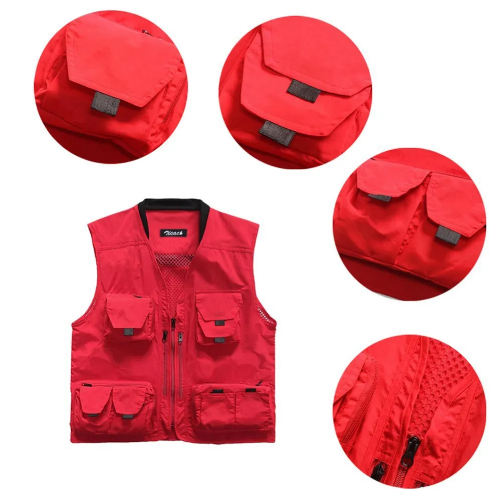 2015 New Arrival Men Quick-Drying Outdoor Multi-pocket Travel Vest Outdoor Photography Knitted Collar Vest 3L