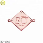 Zinc alloy clothing label maker rose gold metal sewing tags with logo