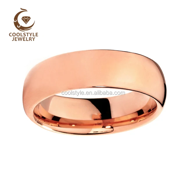 for men women rose gold plated polished finish dome wedding band