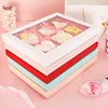 white pink blue cheap wedding custom elegant cake transparent box