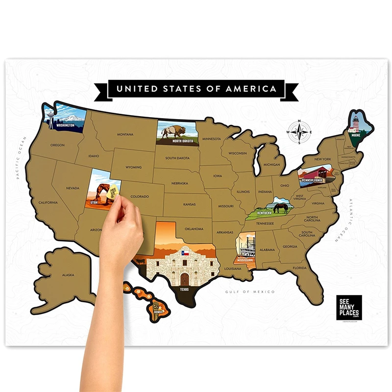 scratch off us map poster united states travel road trip tracker