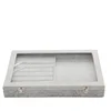 Luxury Jewelry Display Tray Gray Velvet Jewelry Organizer travel Storage Case with glass