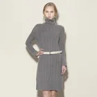100% cashmere loose long sleeve knitted lady sweater dress