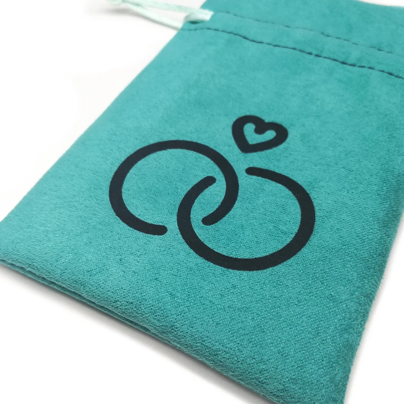 custom logo printed drawstring velvet jewelry pouch bag