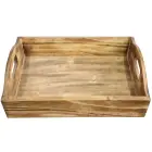 Wholesale rustic style small rectangular custom home decorative wooden food fruit serving tray with handle