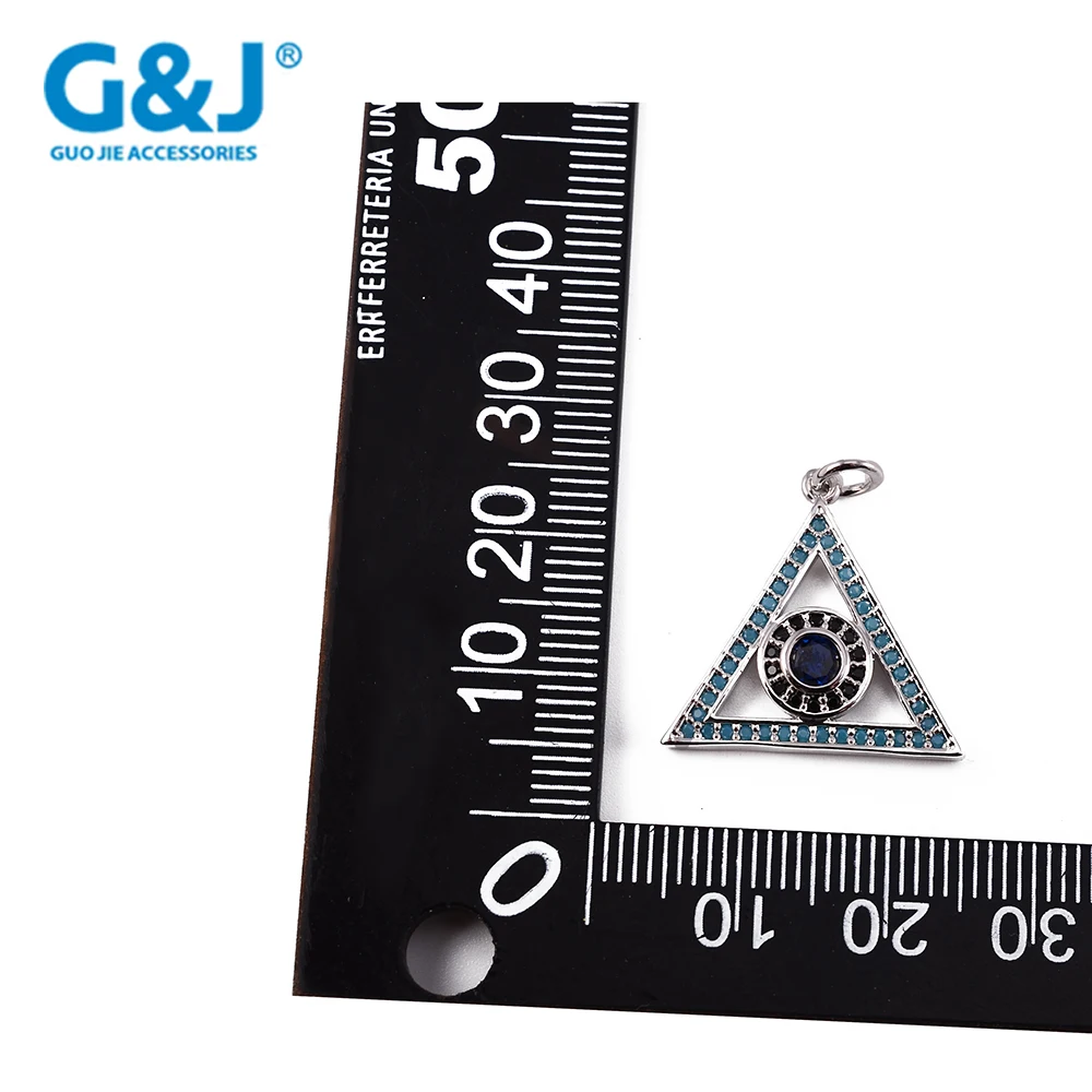 Guojie brand wholesale printed rhinestone hot selling high quality triangle necklace silver pendant