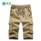 2017 Summer Fashion Khaki 100% Cotton Multi Pockets 3/4 Mens Short Pants