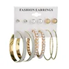 American Gift Geometric Big Circle Hoop Jewelry Set Womens Diamond Stud Simple Design Assort Earring Set