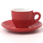 65ml Ceramic Porcelain Red Color Glazed Expresso Coffee Cup Mug with Saucer Sets