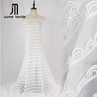 Latest design customized milk silk 3d embroidered fabric for wedding dress