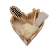 Promotional wood heart box 5pcs bath accessory set, Loofah Brush /comb Wooden box spa set /Bath Gift Set
