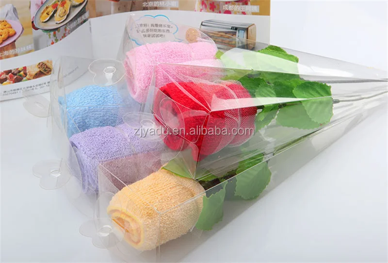 high quality company celebration souvenir gift rose flower towel