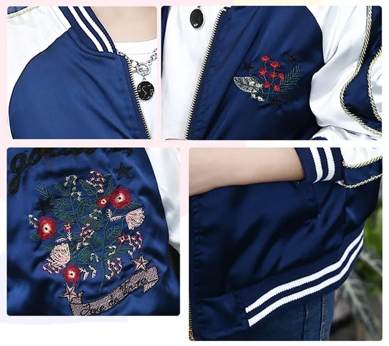 spring embroidered jacket for girls Large kids sports coat baseball clothing (2)