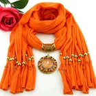 2017 Fashion sunflower shape Pendant Jewelry Necklace Scarf With fringe tassel